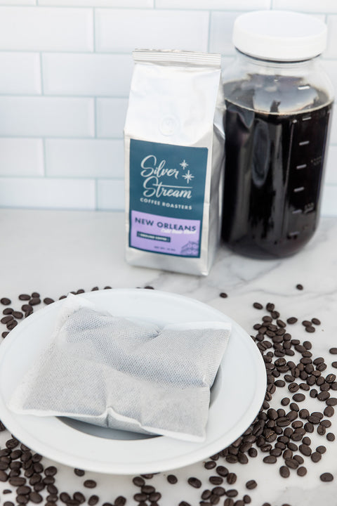 Smooth cold brew coffee made with SilverStream steep packs half gallon