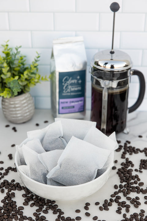 Cold brew coffee steep pack brewing in water